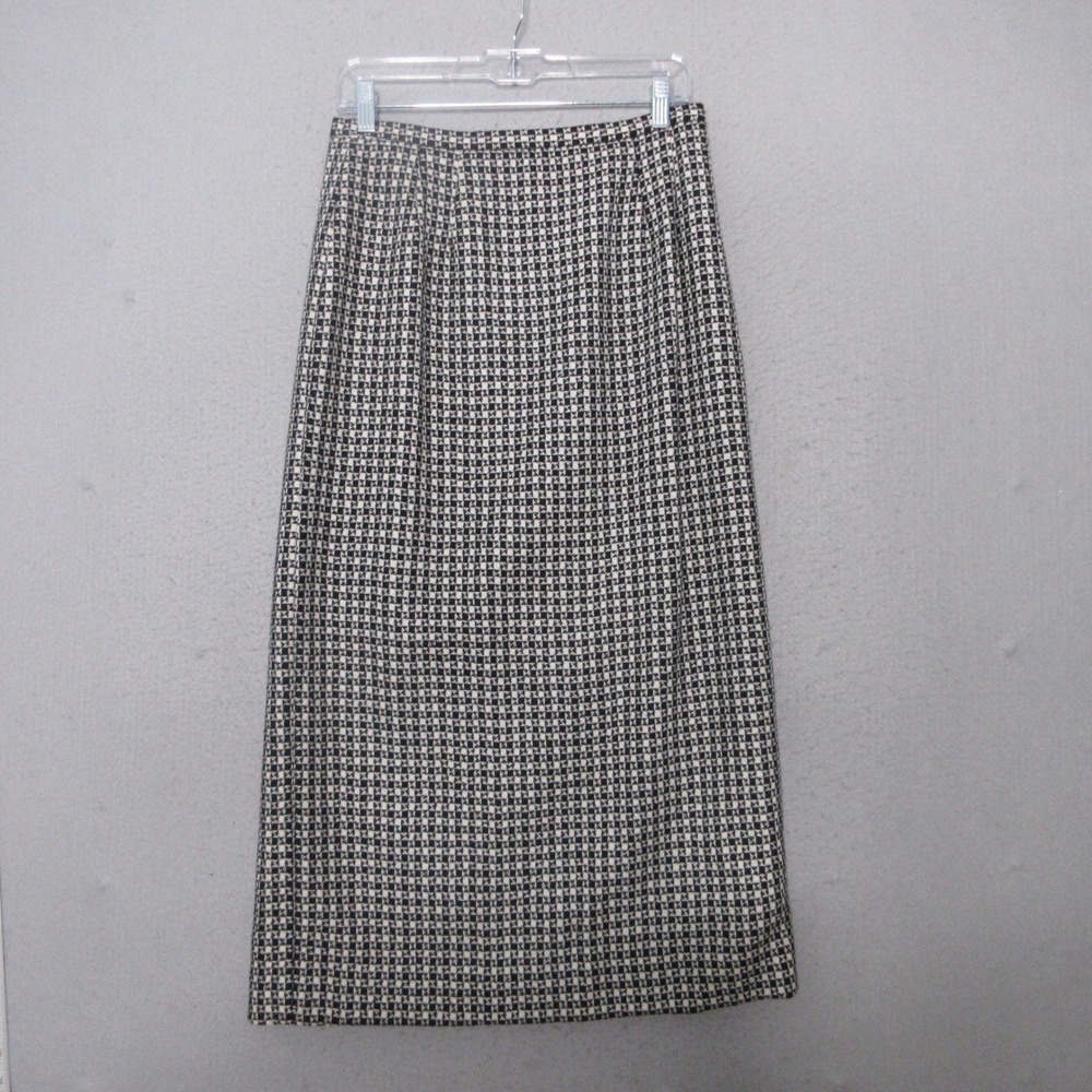 Vintage Talbots Skirt Wool Italian Fabric Houndstooth Pencil Midi Old Money Rare